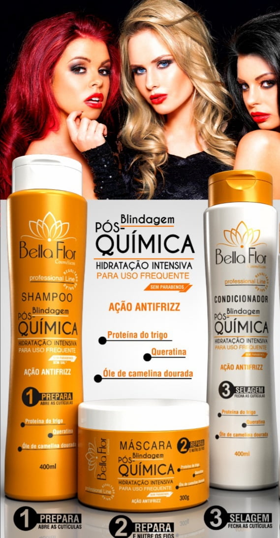 SHAMPOO E CONDICIONADOR PÓS QUIMICA BELLA FLOR